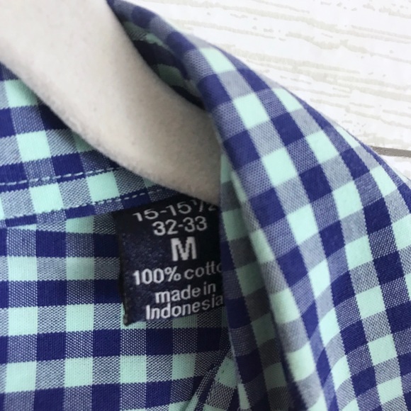 2 for $30 Bar III Blue Checkered Slim Fit Dress Shirt - Picture 4 of 5